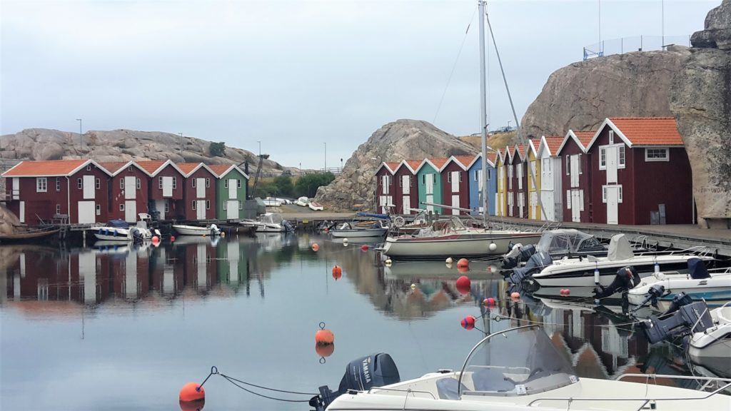 Smögen Schweden Fischerhäuser Wasser Hafen