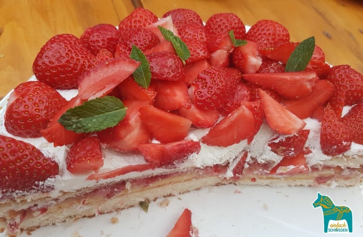 schwedisch Erdbeertorte Erdbeeren Fest Kuchen Torte