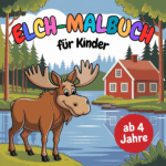 Malbuch Cover Elch Beschäftigung kreativ ausmalen Schweden